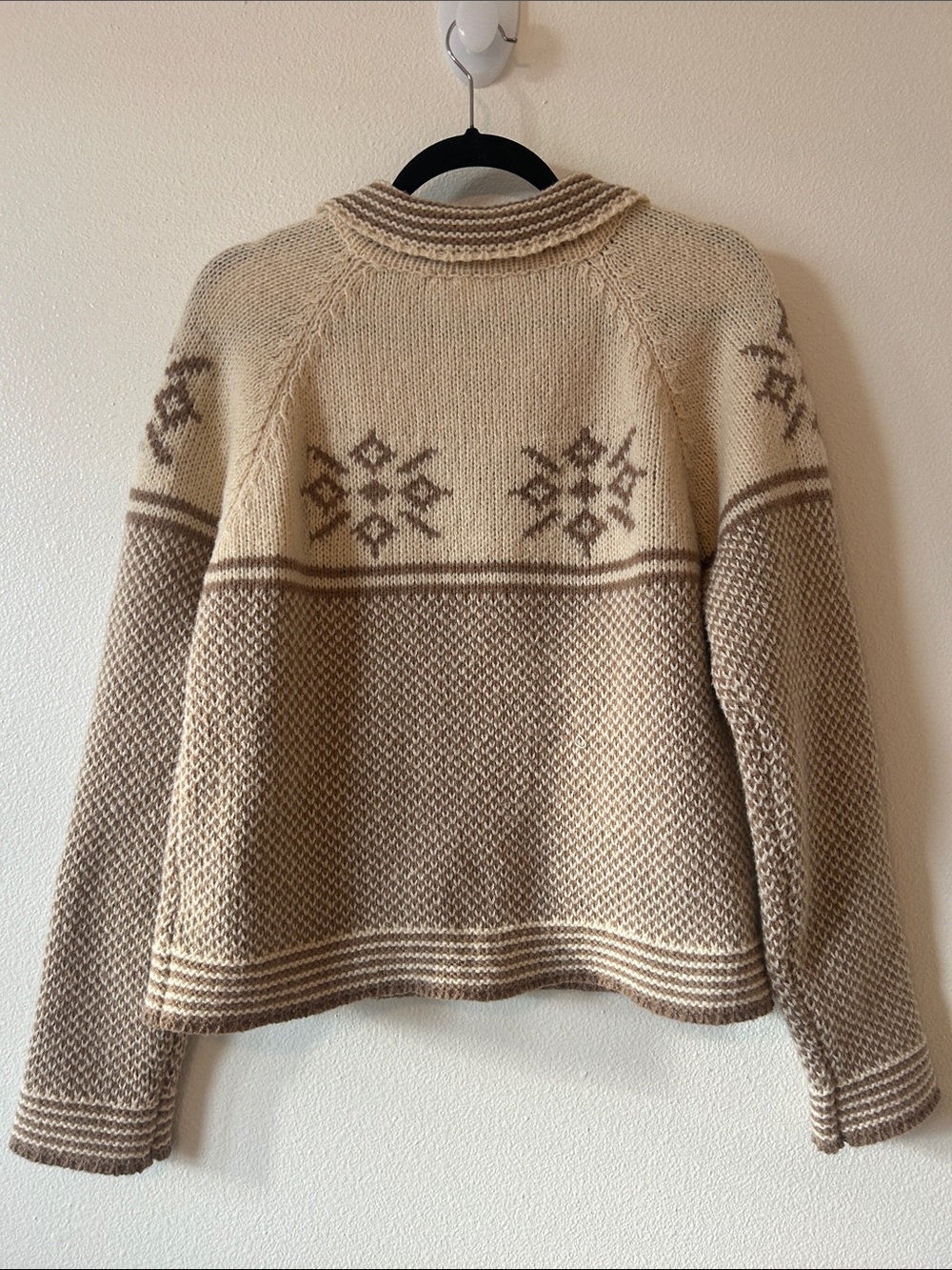Vintage-Inspired Cream & Taupe Knit Button-Front Sweater - Picture 5 of 7